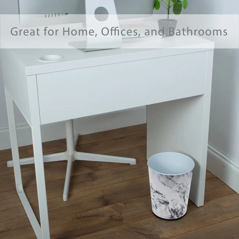 Elegante pattumiera in marmo da 1,3 galloni, cestino rotondo salvaspazio, portaoggetti interno, ideale per bagno, ufficio, dormitorio