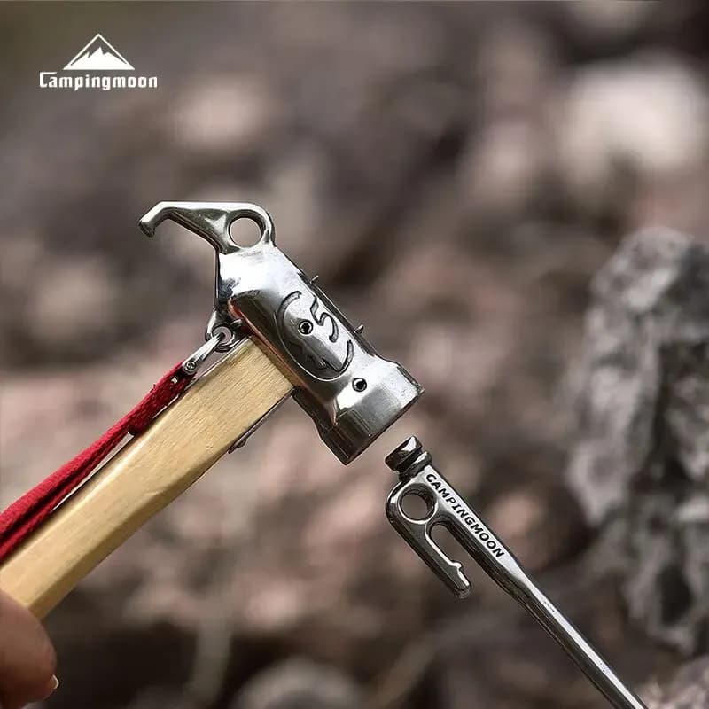 CAMPINGMOON 1PC C5 Multipurpose copper head nail extractor for outdoor stainless steel camping hammer Fixed nail for curtain with safety rope