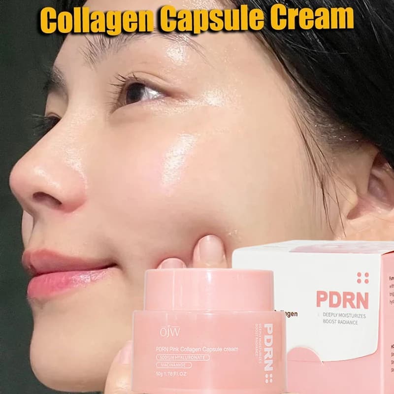 Crema in Capsule con PDRN e Collagene in Polvere, Crema Idratante Profonda e Nutriente con Acido Ialuronico e Nicotinamide
