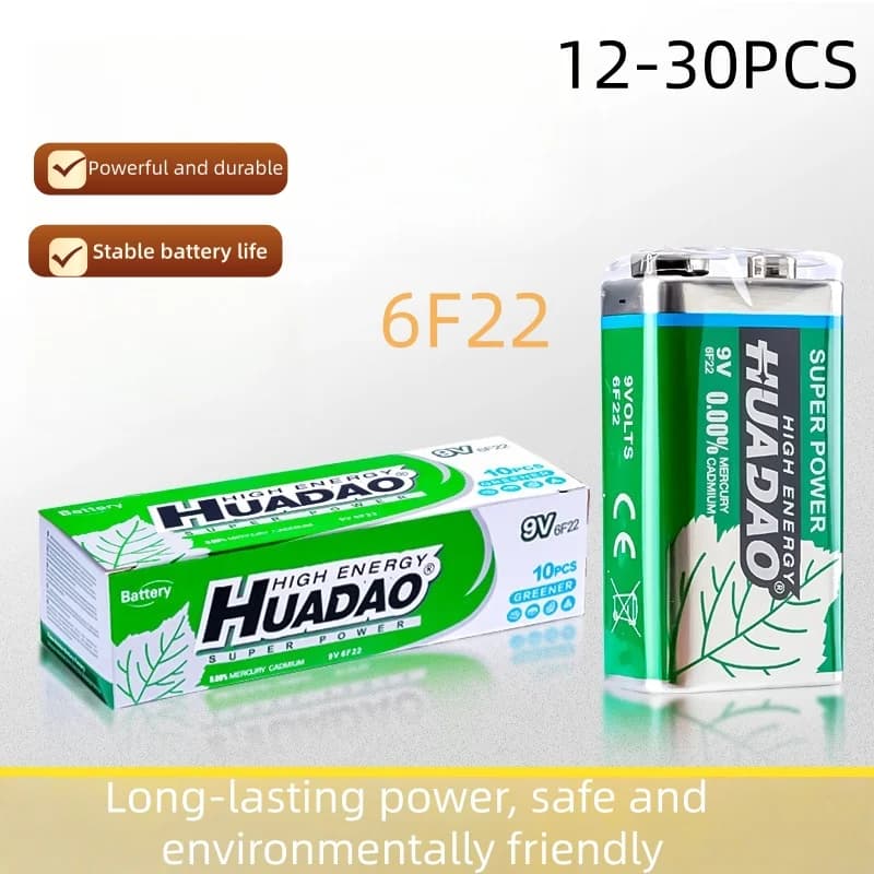 Batteria alcalina usa e getta 6F22 Batterie a secco da 9 Volt utilizzate per microfono Multimetro Giocattolo Allarme fumo Walkie Talkie