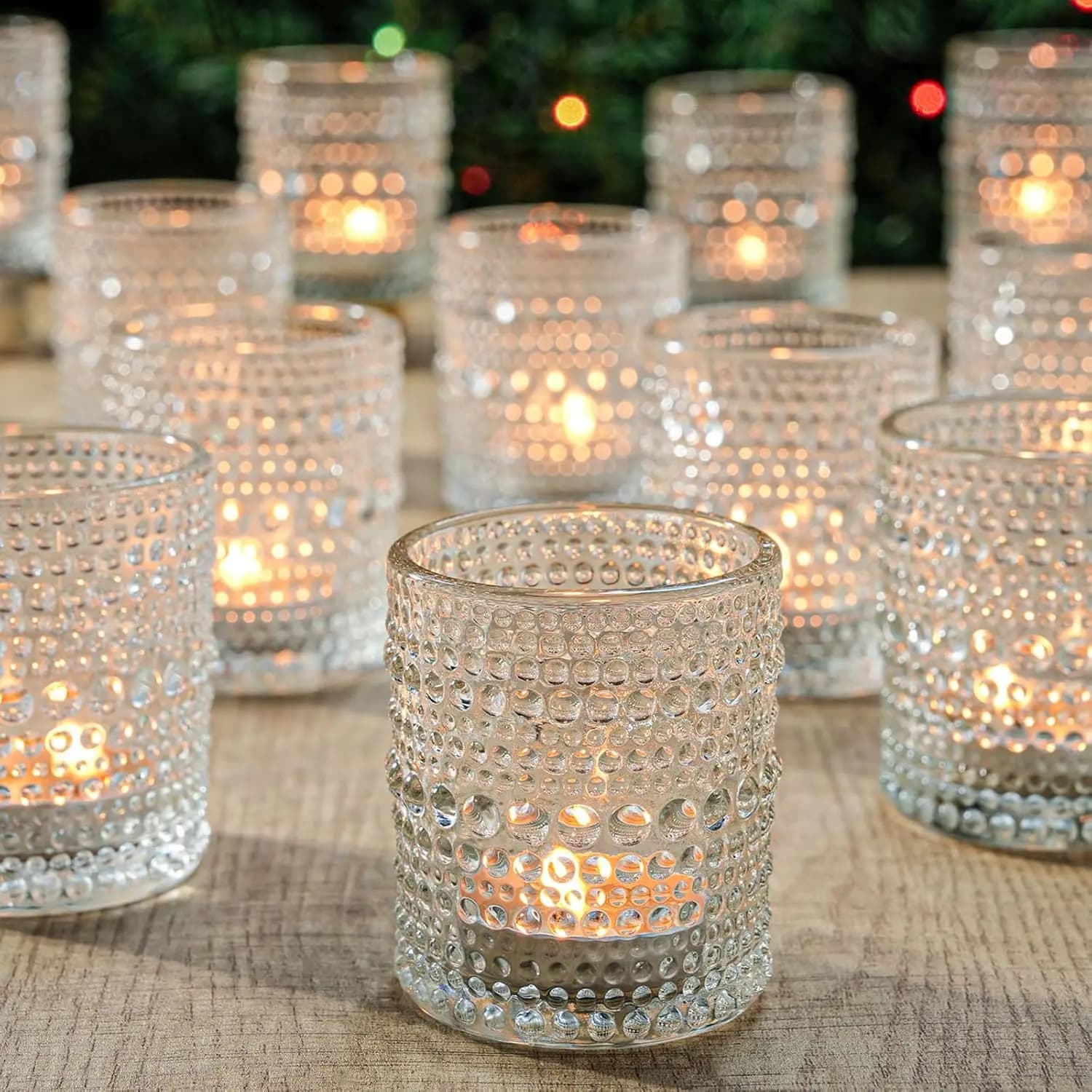 36 Transparent Votive Candle Holder for Weddings, Elegant Vintage Style Tealight Candle Holder for Centerpiece