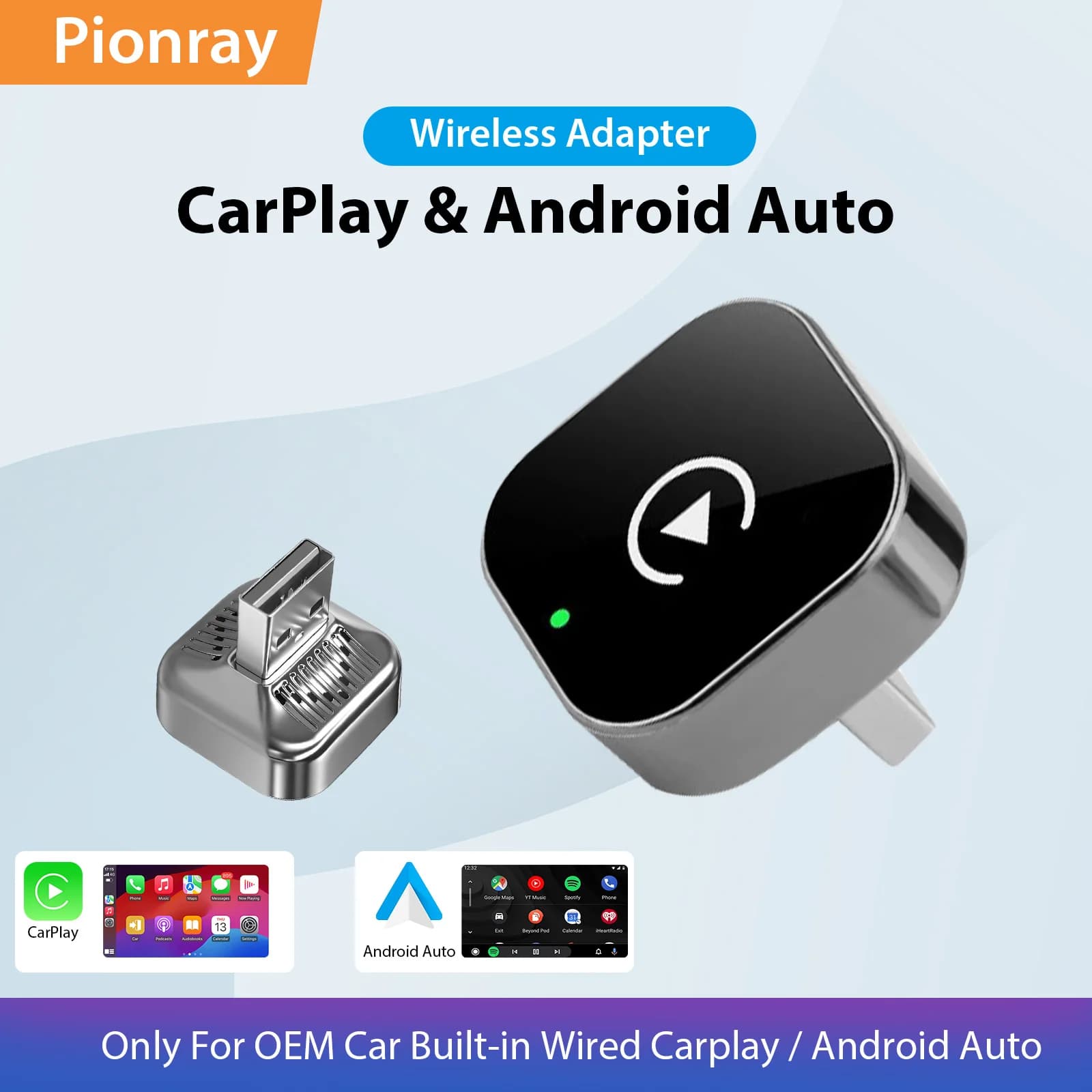 Mini Wireless CarPlay Adapter 2026 New Version - Stable No-Delay Plug&Play for Android Auto iPhone iOS USB/Type-C