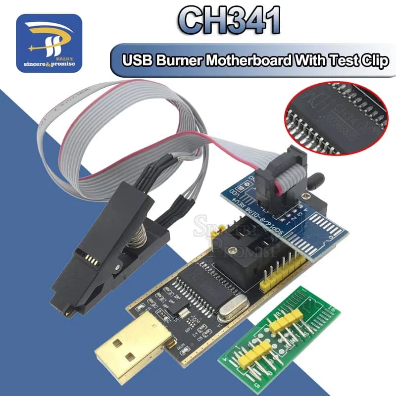 SOIC8 SOP8 Clip di prova per adattatore EEPROM 93CXX / 25CXX / 24CXX + modulo programmatore USB Flash BIOS serie CH341 24 25