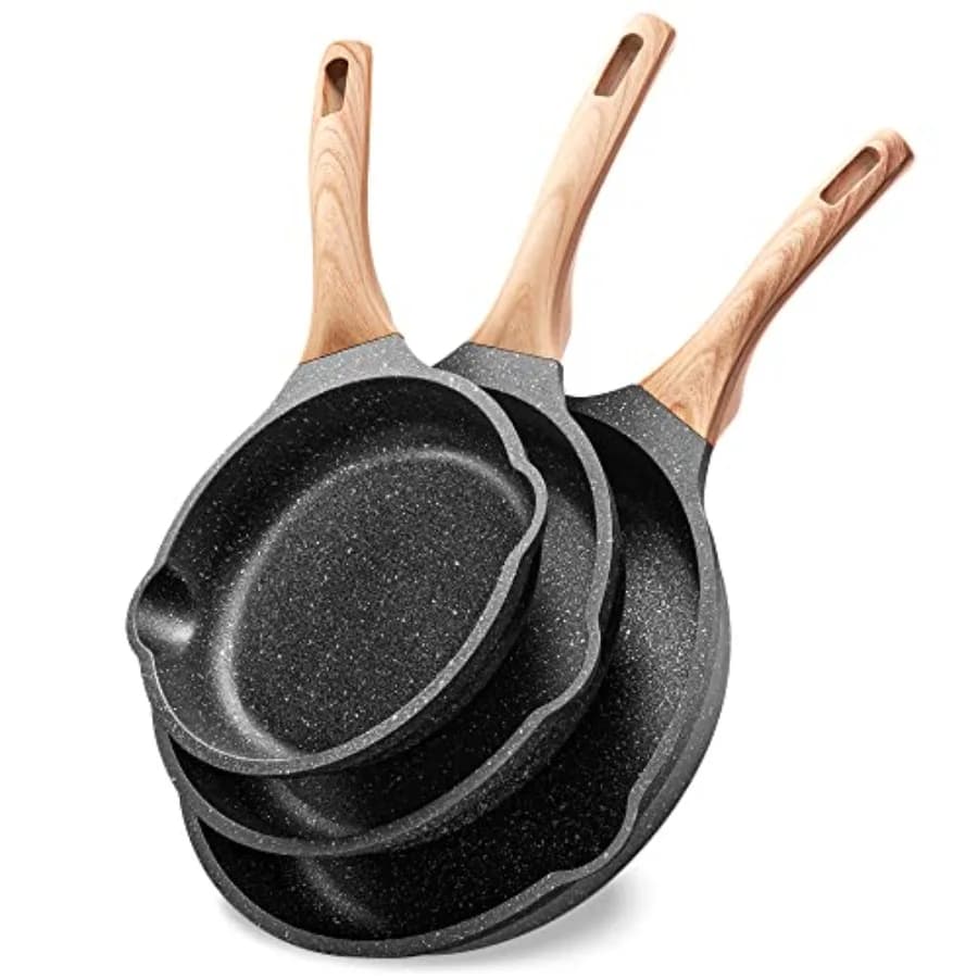 Set di Padelle Antiaderenti - Set di Padelle in Granito 100% Senza PFOA e PTFE, Padelle per Uova e Omelette per Cucina a Induzione