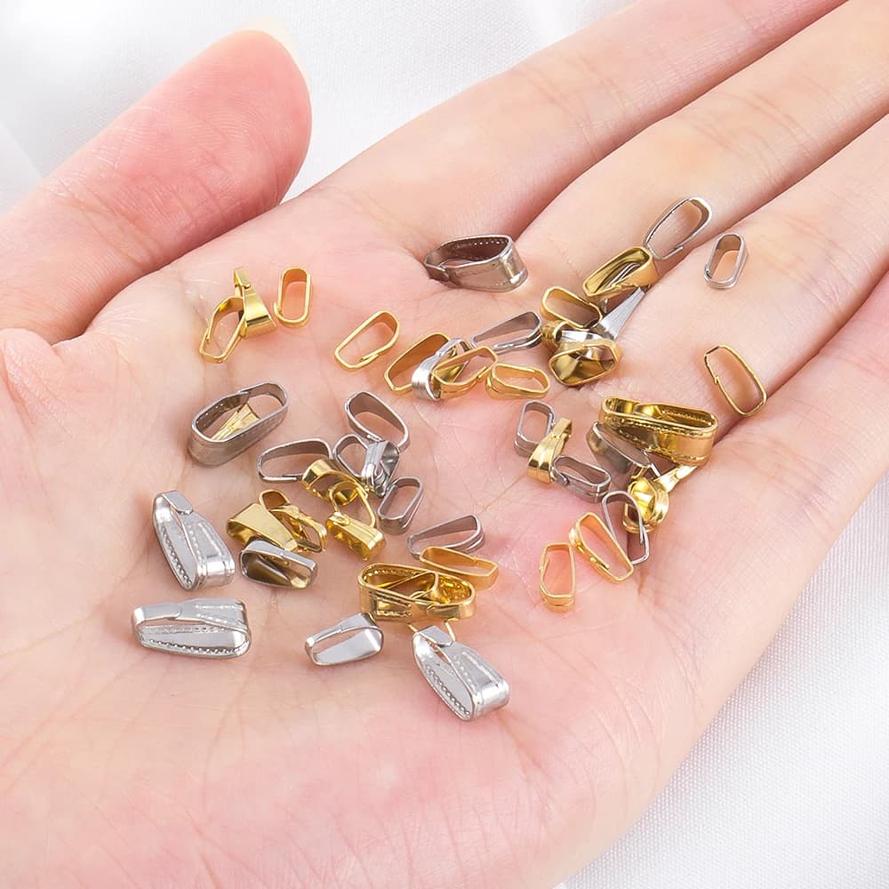 50 Pieces Stainless Steel Mosque Closures for Pendants, Clips for Charm, Accessories for Make-up Jewelry ♪