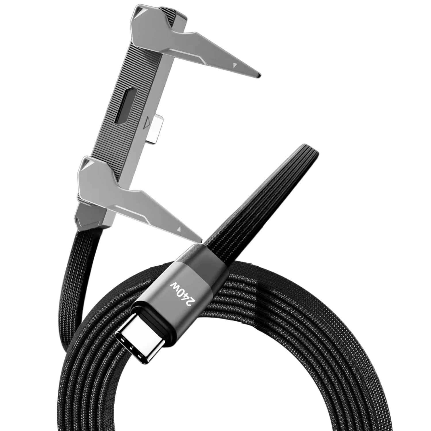 Cavo di ricarica USB da 240W con supporto pieghevole per telefono, cavo dati 2-in-1 Type-C, cavo di ricarica USB C per cellulare