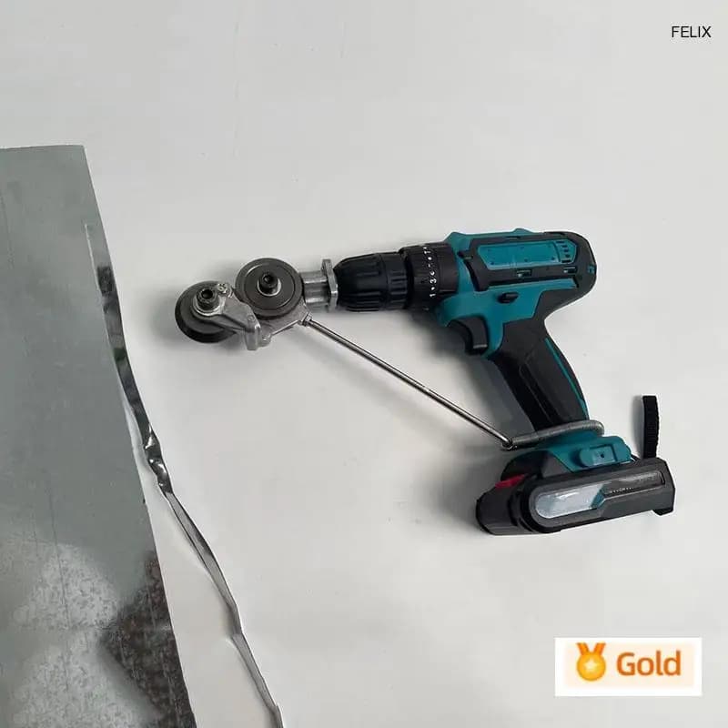 Electric drill scissors, changeable for cutting sheet and punching, modified tool for electric drill