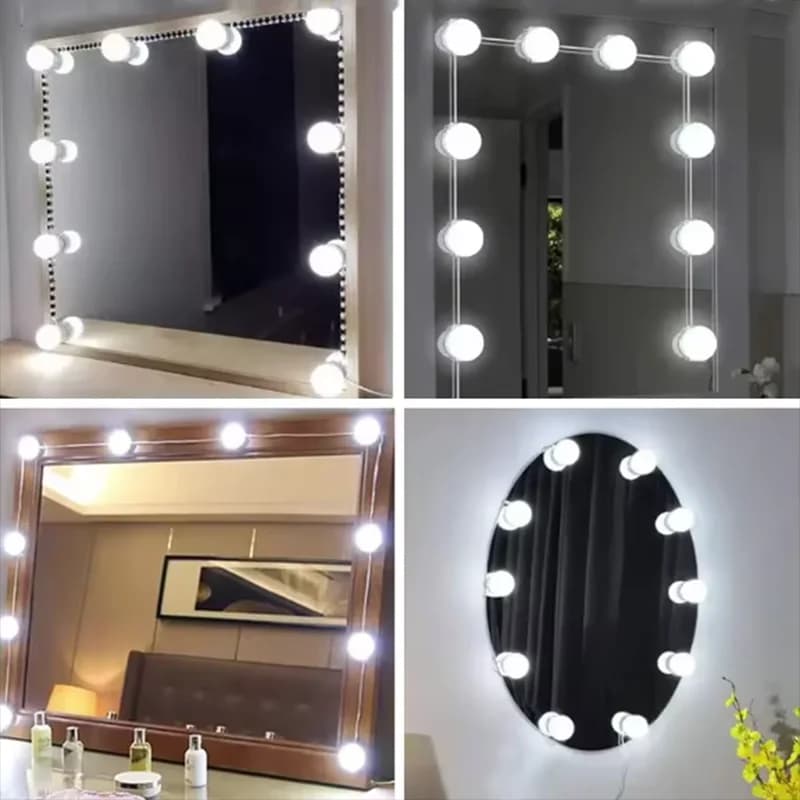 Lampadine a LED staccabili Lampada per specchio per trucco professionale Alimentazione USB Luce per specchio cosmetico Tavolo da toeletta Hollywood Luci per trucco a LED