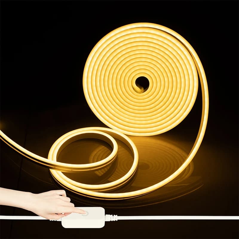 DC12/24V EU plug Neon LED Strip,1/2/3/5/10M sensore tattile dimmerabile impermeabile Neon LED Light Tape per l'illuminazione della decorazione dell'armadio