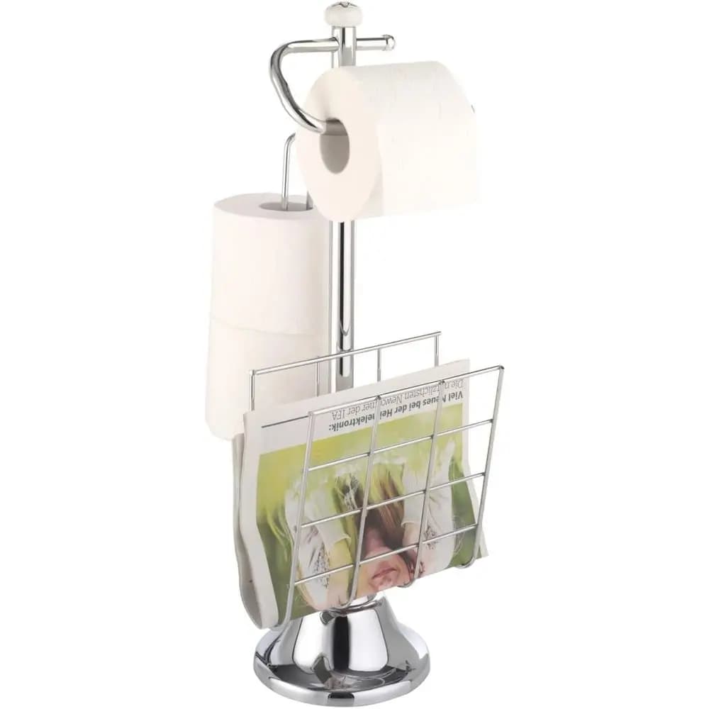 Chrome 56cm Toilet Paper Holder with Built-in Magazine Rack