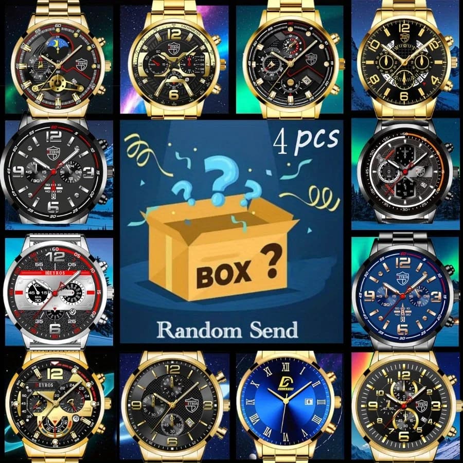 Mystery Box Buy 1 Get 3 Blind Box Quartz watches with fashionable round dial azar in 4 pcs Best family friends Christmas gift new