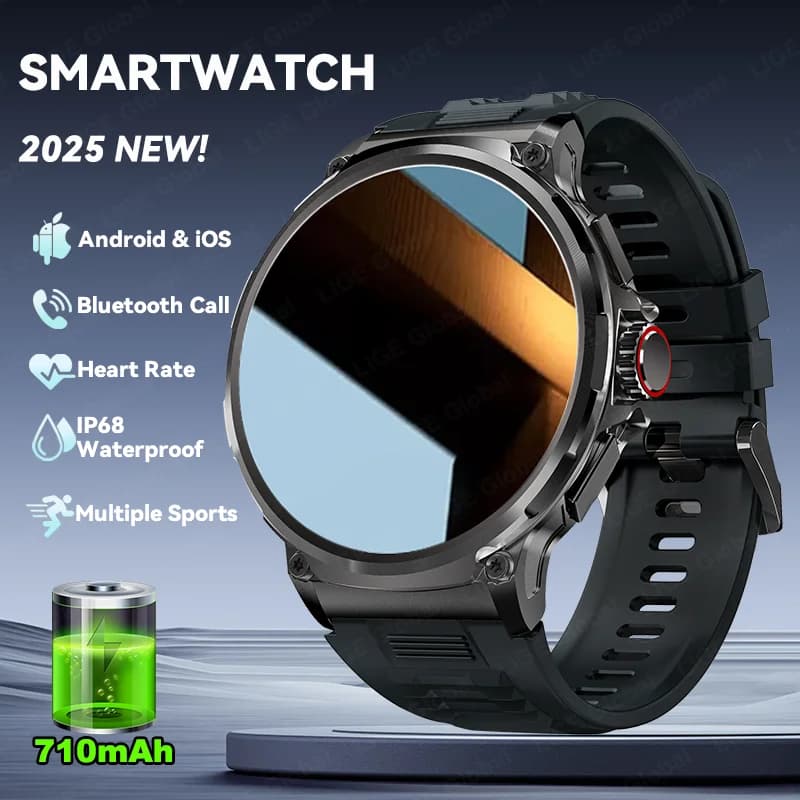 LIGE 2026 Nuovo Smartwatch Sportivo da Uomo con Schermo AMOLED da 1,85”, Batteria da 710mAh, Misurazione Pressione Sanguigna, Chiamate Bluetooth, Compatibile con Android e iOS
