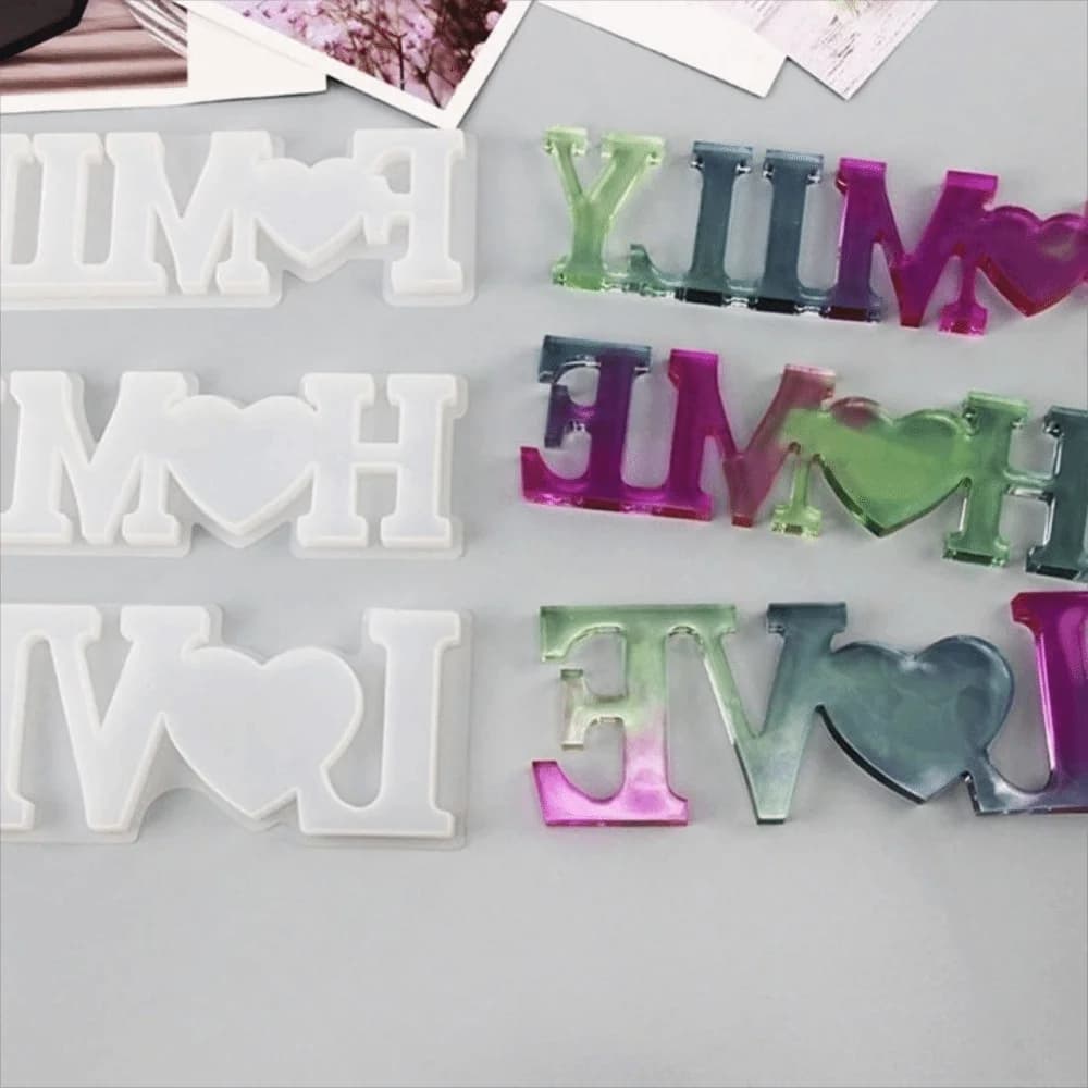 Stampi in Silicone a Forma di Cuore, Stampo per Lettere in Inglese, Artigianato in Resina Fai-da-Te, Stampo Antiaderente per Candele Romantiche, per Ufficio