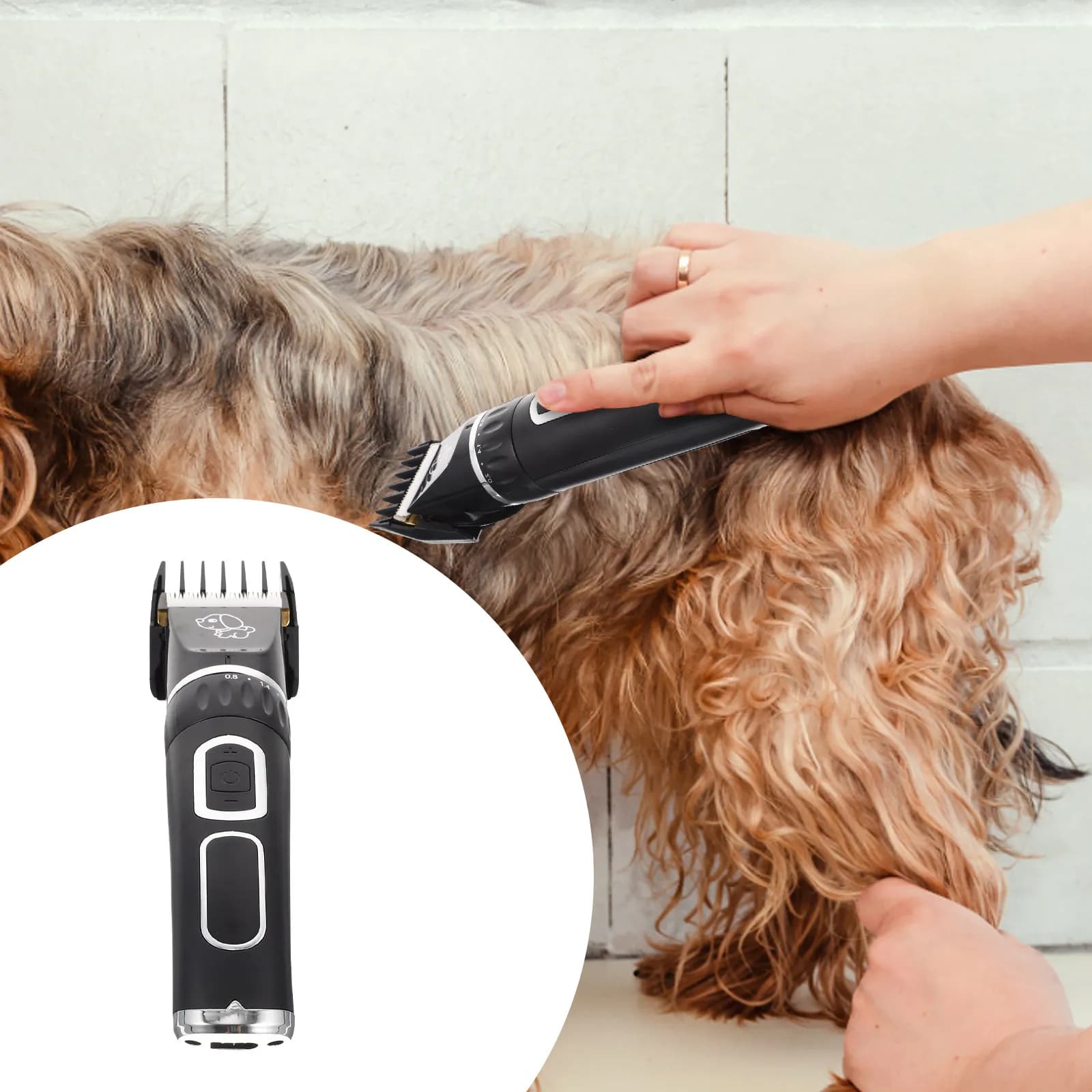 Set Tosatrice Elettrica Portatile USB Ricaricabile a Basso Rumore per la Toelettatura di Cani e Gatti, per Zampe, Occhi, Orecchie e Zona Posteriore