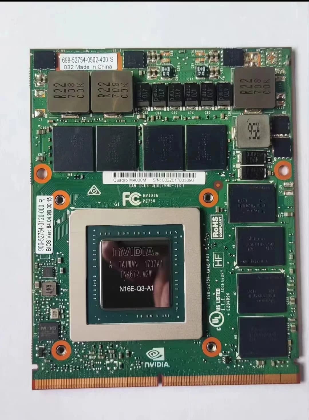 CN-04XR03 04XR03 4XR03 Quadro M4000M 4GB GDDR5 MXM 3.0b Scheda video N16E-Q3-A1 per laptop Precision 7710 M6800