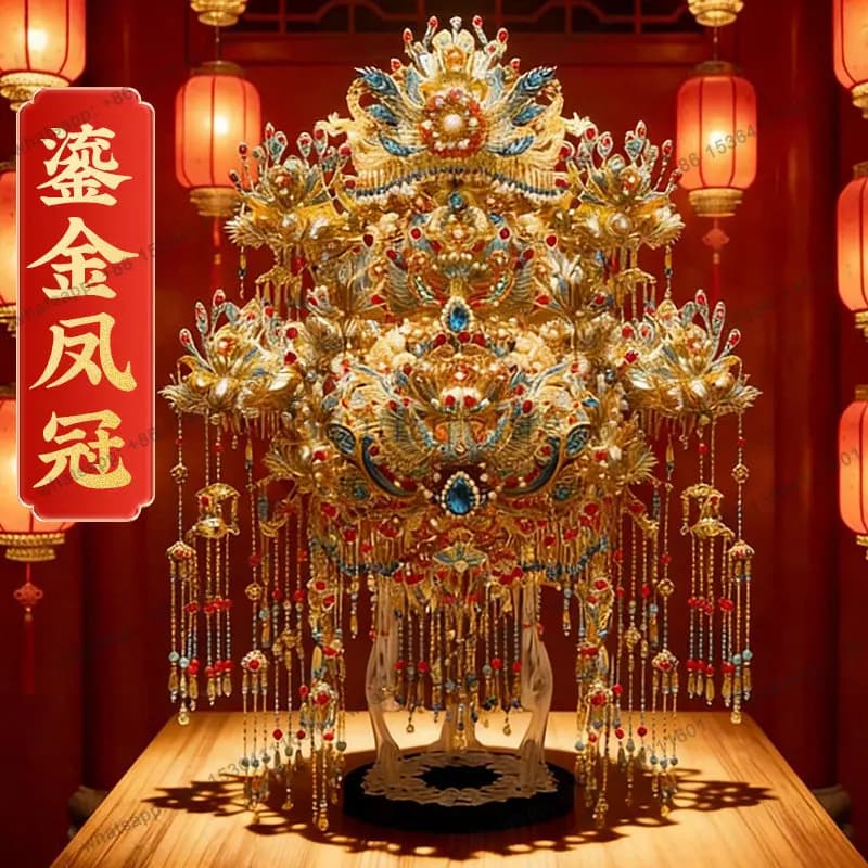 Gilt phoenix crown Diancui 22 puzzle 3d three-dimensional metal assembly model DIY wedding gift material package