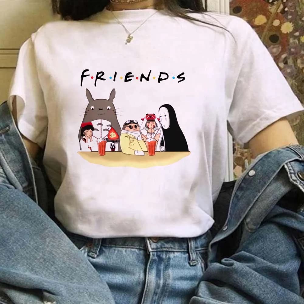 Miyazaki Hayao Kawaii T-shirt Grafica Tshirt Abbigliamento Moda Totoro Studio Ghibli Cute Anime T Shirt Donna Harajuku