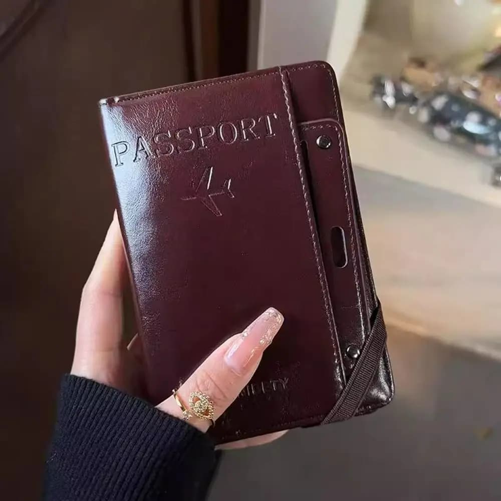 Card Holder PU Passport Bag Purse Passport Cover Travel Wallet Airplane Check-in Ticket Holder Passport Clip Travel Accessories