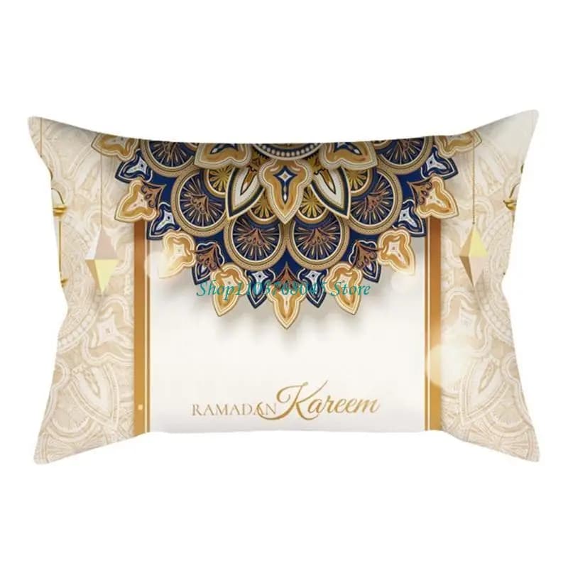 R53F 2024 Eid Mubaraks Pillowcase Rectangled Throw Pillow Cover Cushion Cover for Sofa