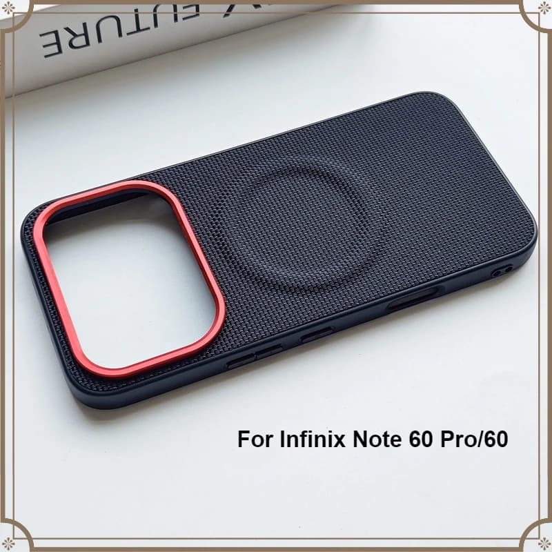 Funda For Infinix Note 60 Pro Case Magnetic Luxury Carbon Fiber Pattern PU Leather＋TPU Anti-fall Wireless Charging Phone Cover