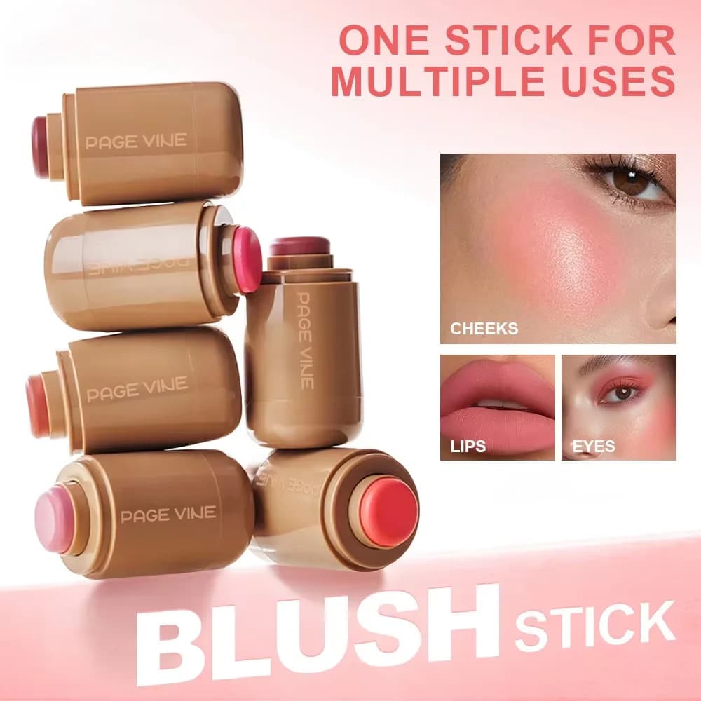 Stick Blush Opaco Tascabile, Tinta per Labbra e Guance a Lunga Durata Non Appiccicosa, Naturale, Illuminante, Contorno Viso