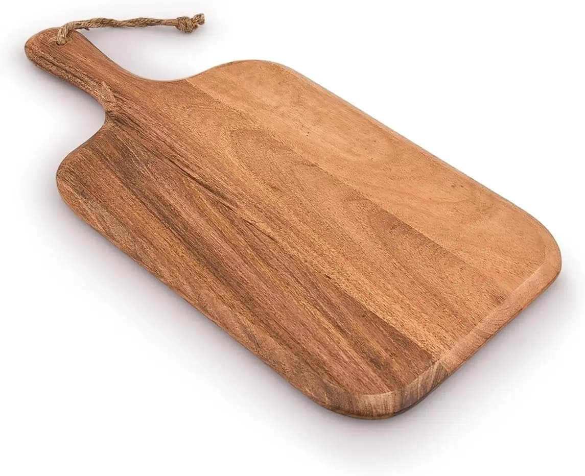 Acacia wood cutter for Meat, Cheese, Bread, Vegetable and Fruit with Anti-slip Handle (38 cm x 18 cm)