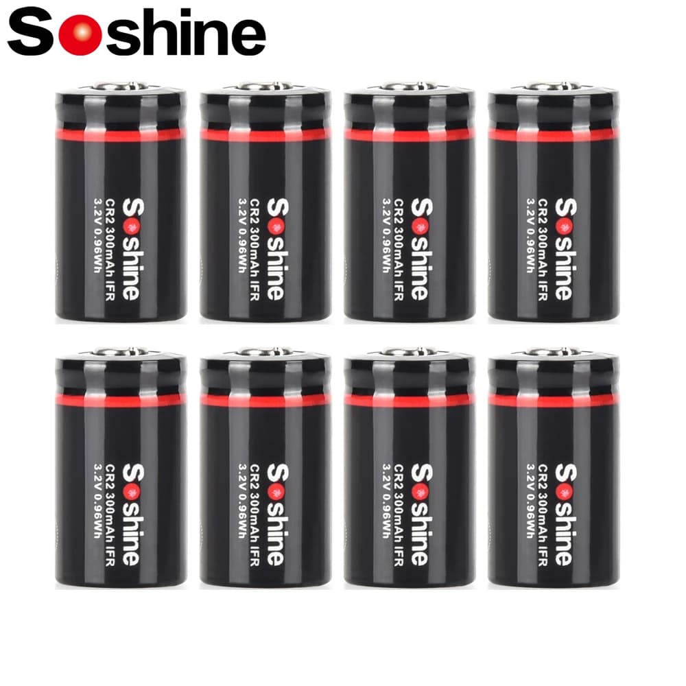 Soshine 300mAh LiFePo4 Batteria 3.2V 15266 CR2 Batteria ricaricabile CR2 300mAh Batterie 2000 Ciclo di scarico per allarme fumo giocattolo