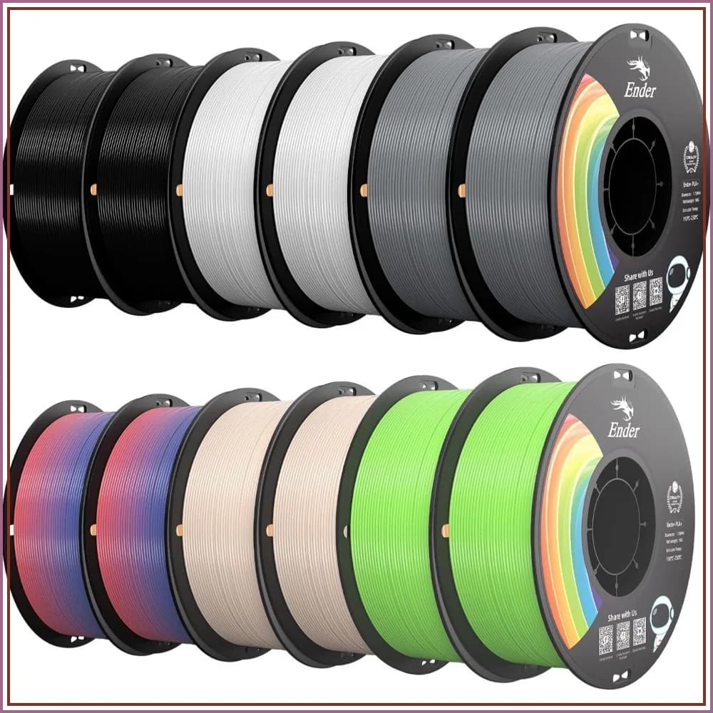12KG PLA+ Filament 1.75mm, 12-Pack 1kg Spool, Multi-Color 3D Printing Filament for Most FDM Printers