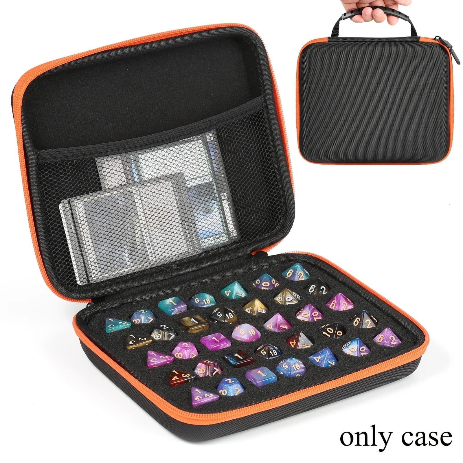 Custodia per Dadi DND per Set D6 D20 Dungeons and Dragons RPG, Borsa Rigida per Giochi da Tavolo e Carte