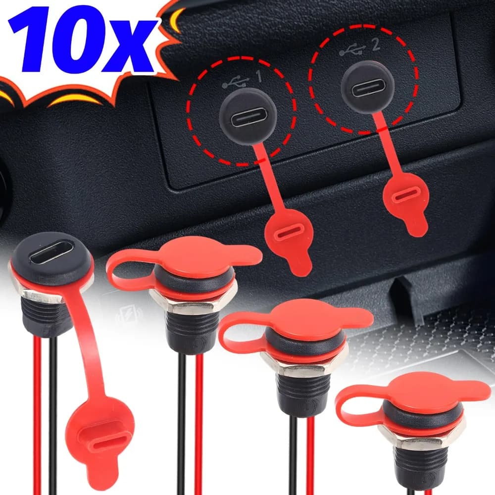 Connettore di ricarica per auto di tipo C 3A 5V Presa femmina impermeabile in PVC a 2 pin con blocco dado per dispositivi intelligenti domestici automobilistici