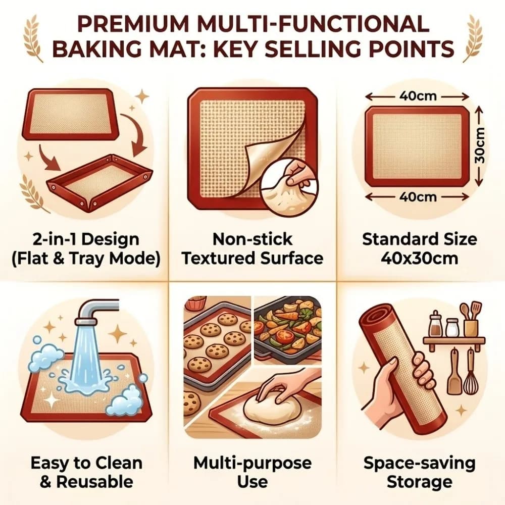 Easy Clean Heat Resistant Silicone Baking Mat Leak-proof Snap Lock Non-Stick Baking Tray Thickened Reusable Oven Line Air Fryer