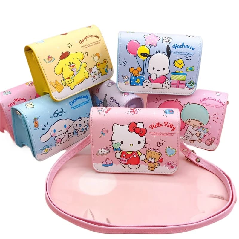 Hello Kitty Purses and Handbags Sanrio Crossbody Cases My Melody Messenger Bag Printed Kuromi Pouch Cinnamoroll Mini Bag Wallet