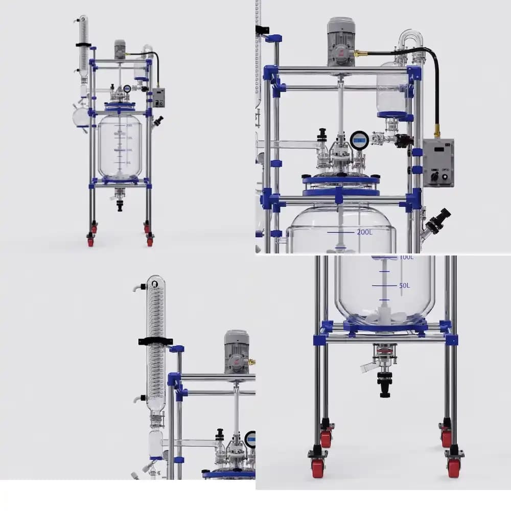 Reattore in Vetro Incamiciato Standard da 200L con Motore e Pompa Automatica 220V per Uso in Laboratorio