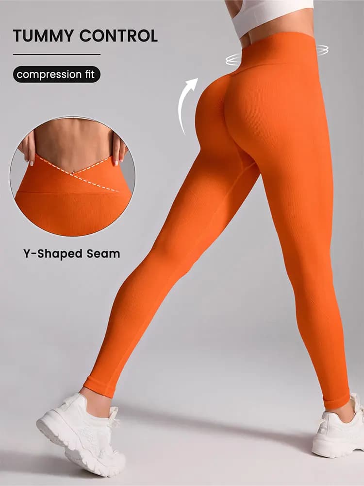 Pantaloni da yoga senza cuciture da donna Leggings sportivi a vita alta Pantaloni da fitness sportivi da corsa