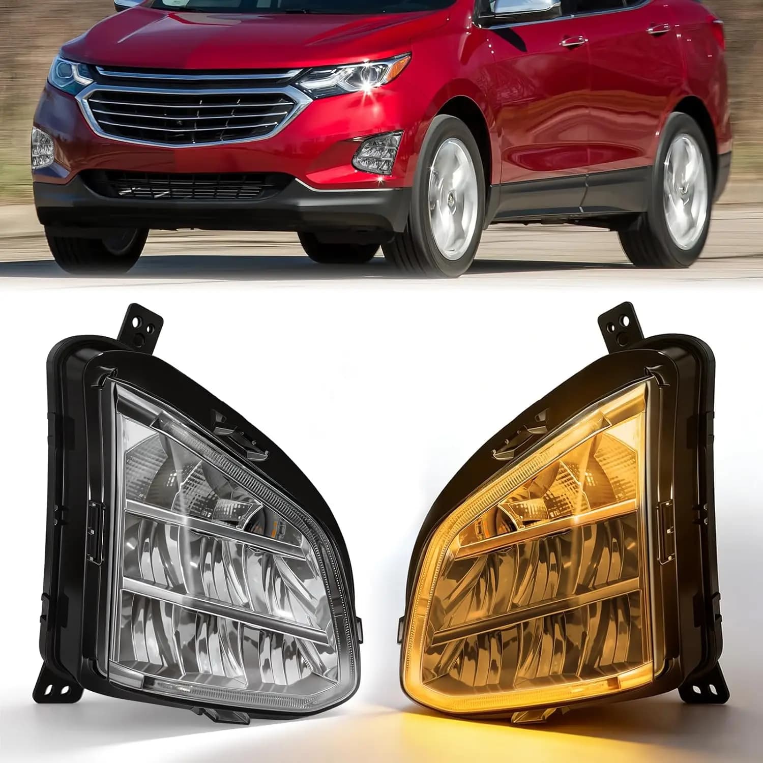 LED Fog Lights for Chevy Equinox 2018 2019 2020 2021 LED DRL Light Amber Turn Signals Light Front Driving Fog Lamp Assembly