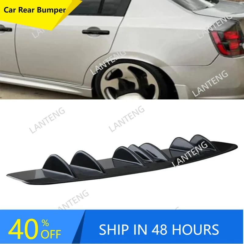 Rear Diffuser 7 Fins Bumper Lip Splitter Spoiler For N-issan Sentra Sedan Side Lower Chin Anti-Crash Protector Wing Lip Black