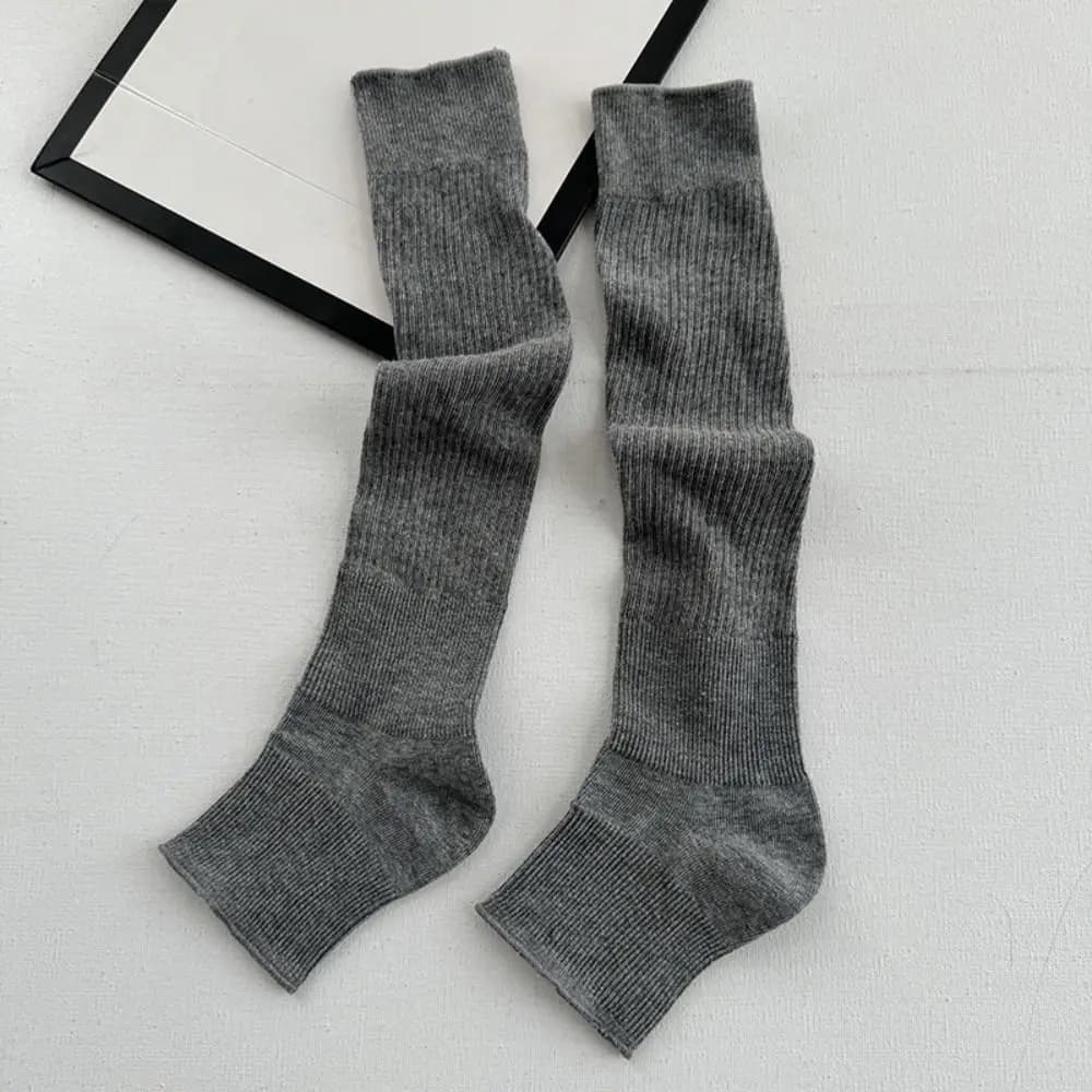 Calze Lolita JK alla Moda, Ultra Sottili, con Punta Aperta, al Ginocchio, in Cotone Tinta Unita, a Mezza Gamba, Estive