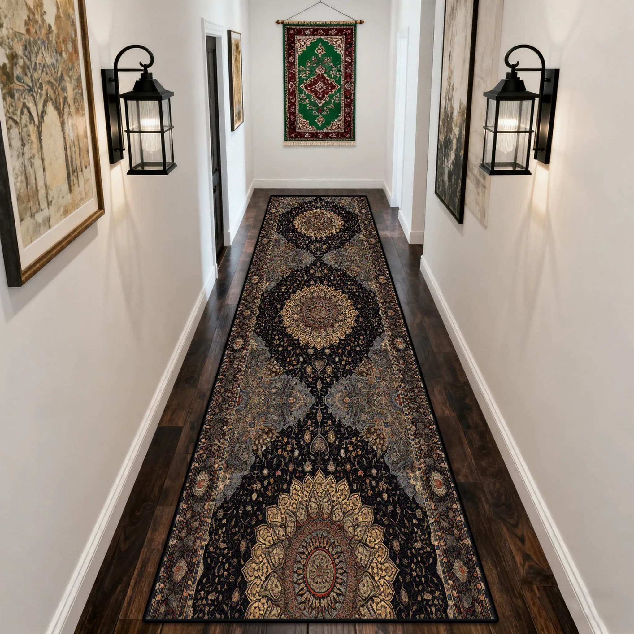 Persian Retro Living Room Corridor Aisle Rug Home Decoration Stairs Passageway Runner Carpet Customizable Anti Slip Long Mats