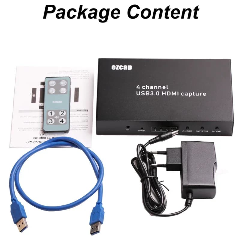 Ezcap264 Scheda di acquisizione video HDMI a 4 canali 4x1 Multi-viewer 1080p Scheda di acquisizione USB 3.0 Scatola di registrazione di giochi Dispositivo di streaming live