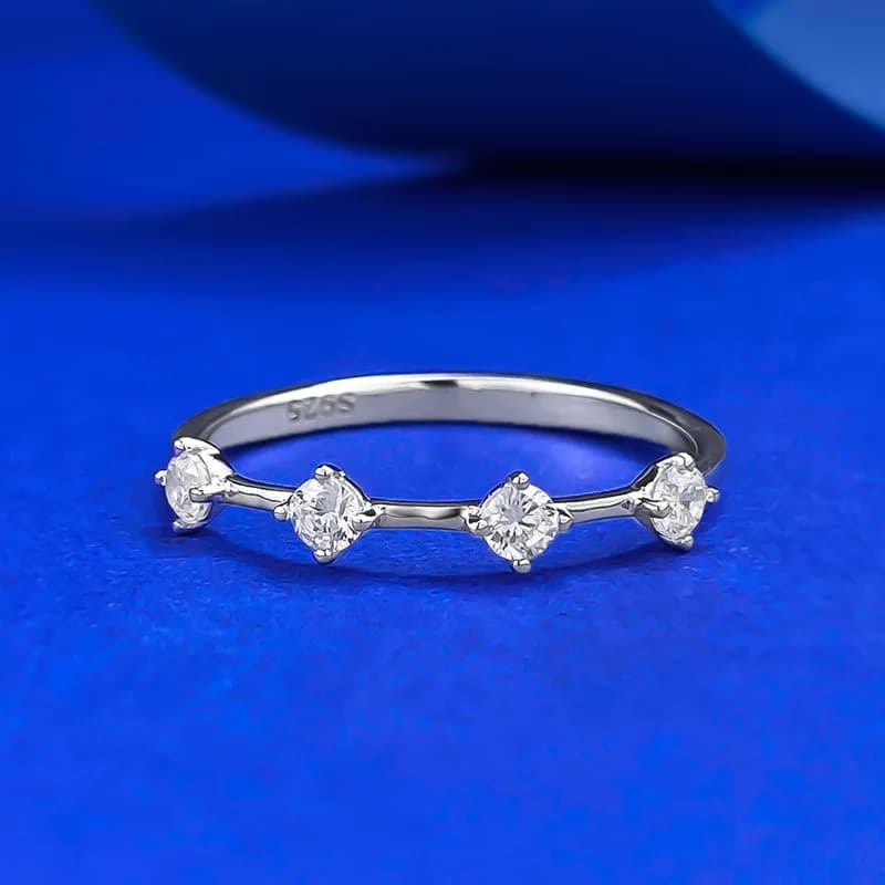S925 Silver Minimalist Ins Style Light Luxury Strip Ring Zircon Inlaid Ring Ring Loop Stackable Matching Style