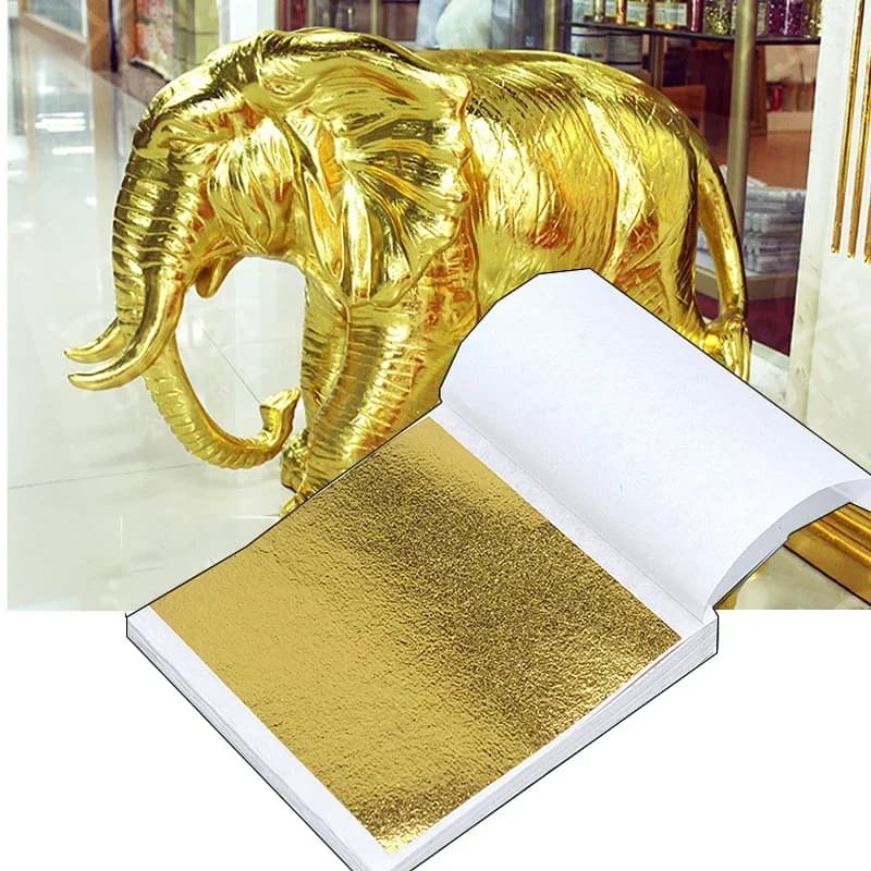 100 Paper Sheets Imitation Gold Sheet for DIY, Resin, Candles, Gesso, Decorative Leaves, Golden Sheets, Art, Nails, Home Decorations