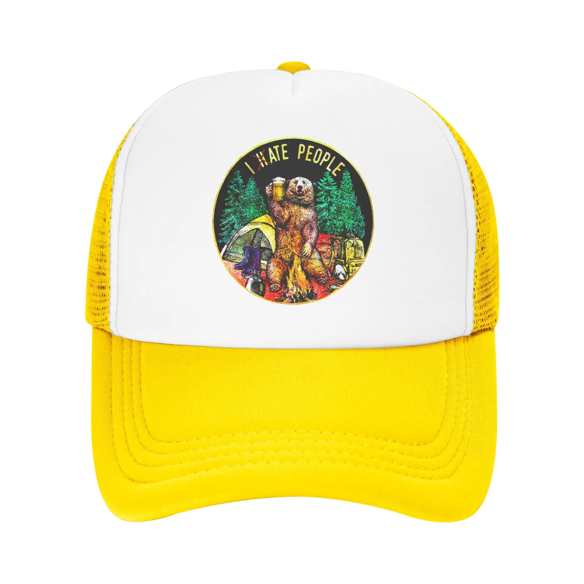 I Hate People Bear Camping Baseball Cap Outdoor Men Women's Adjustable Adventure Capmer Trucker Hat Spring Personalized Dad Hat