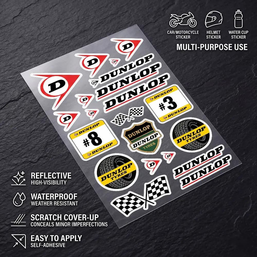 For Dunlop Waterproof Reflective Scratch Cover Sticker Universal Decor Decal For Car Motorcycle Helmet Refrigerator