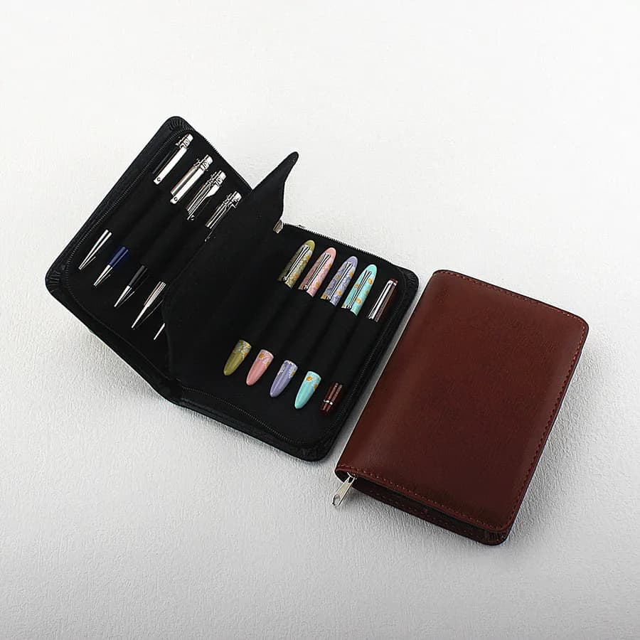 Espositore per penna stilografica Porta 10 slot Custodia per collezionisti in pelle PU Scatola per organizer Borsa per forniture per ufficio scolastico di cancelleria