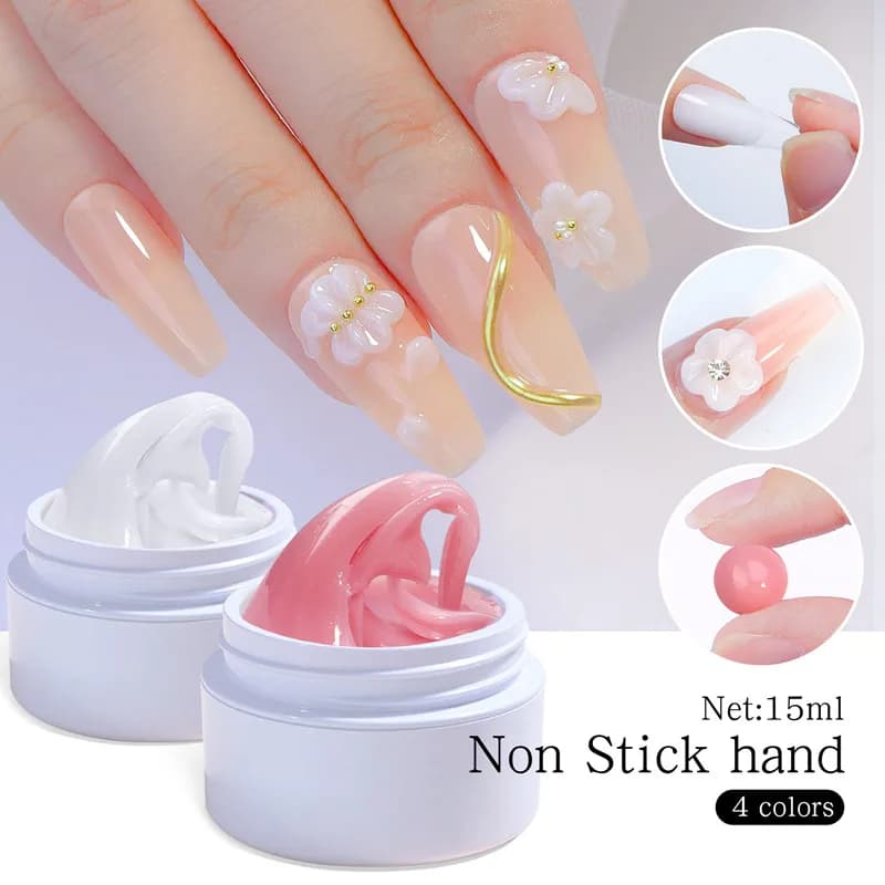 Gel nail polish for extension of solid hands 15 ml non-stick - Gel for extension pink/white/transparent for manicure cutting nail art relief hard gel
