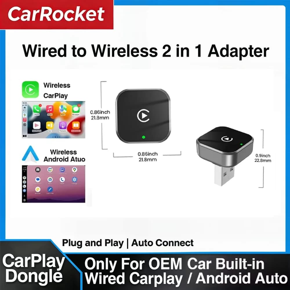 2026 NUOVO Adattatore Wireless CarPlay 2in1 Mini per Sistemi Auto Intelligenti Android, Android Auto, Connessione WiFi Automatica, Plug and Play, AI Box