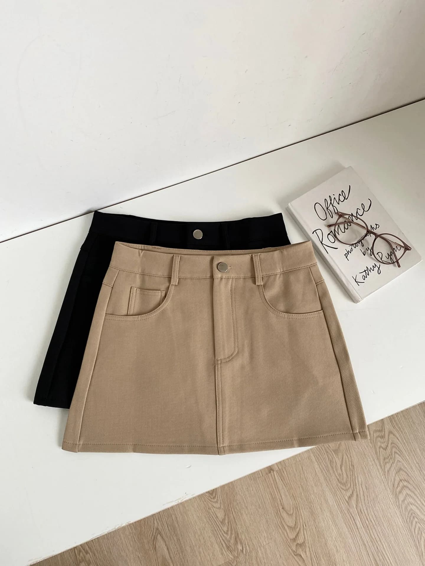 Gonna a vita alta a trapezio da donna, stile coreano, snellente, casual, estiva, nuova versione, minigonna aderente