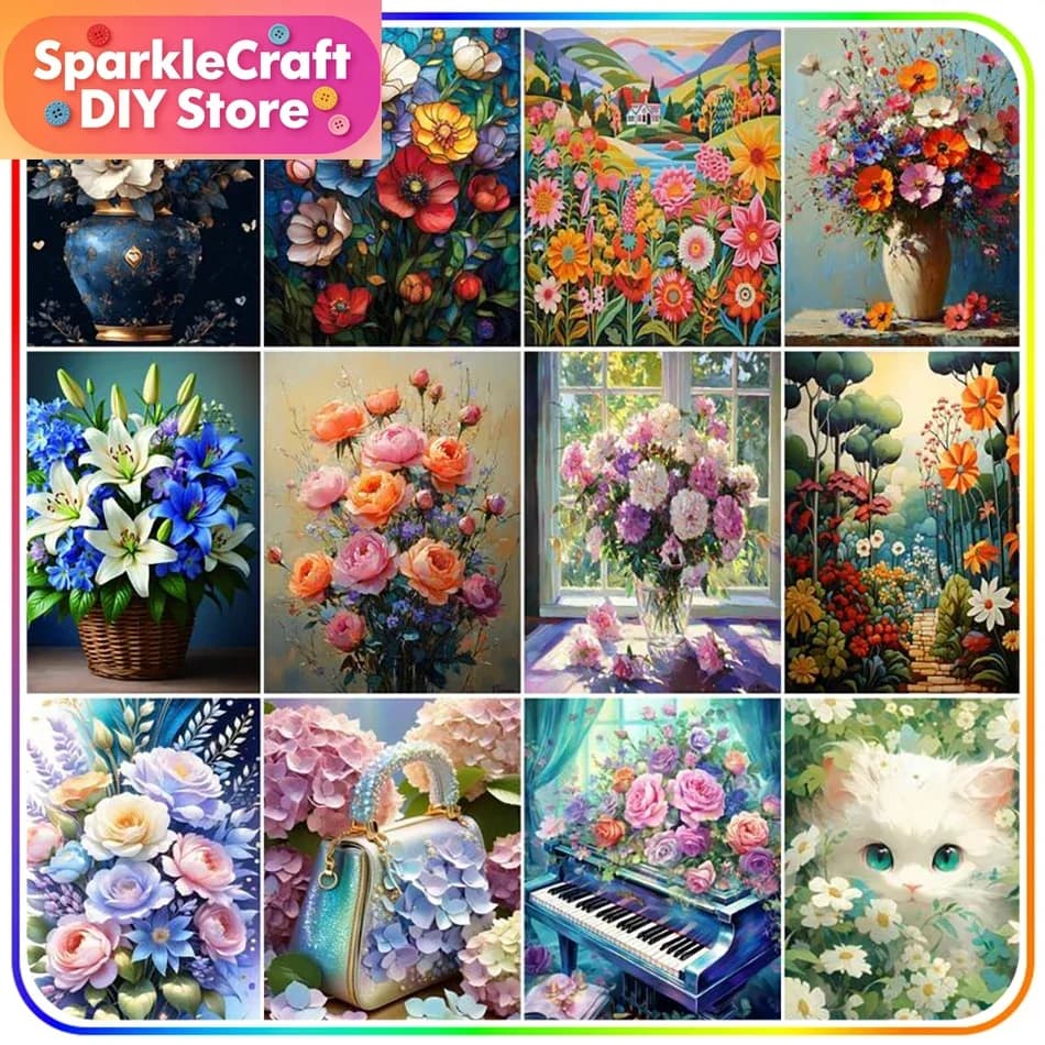 1pc frameless Diamond Painting Kits Flowers Handwork Embroidery 5D Diamond Mosaic Paintings Set Cross Stitch Diamond Art Access