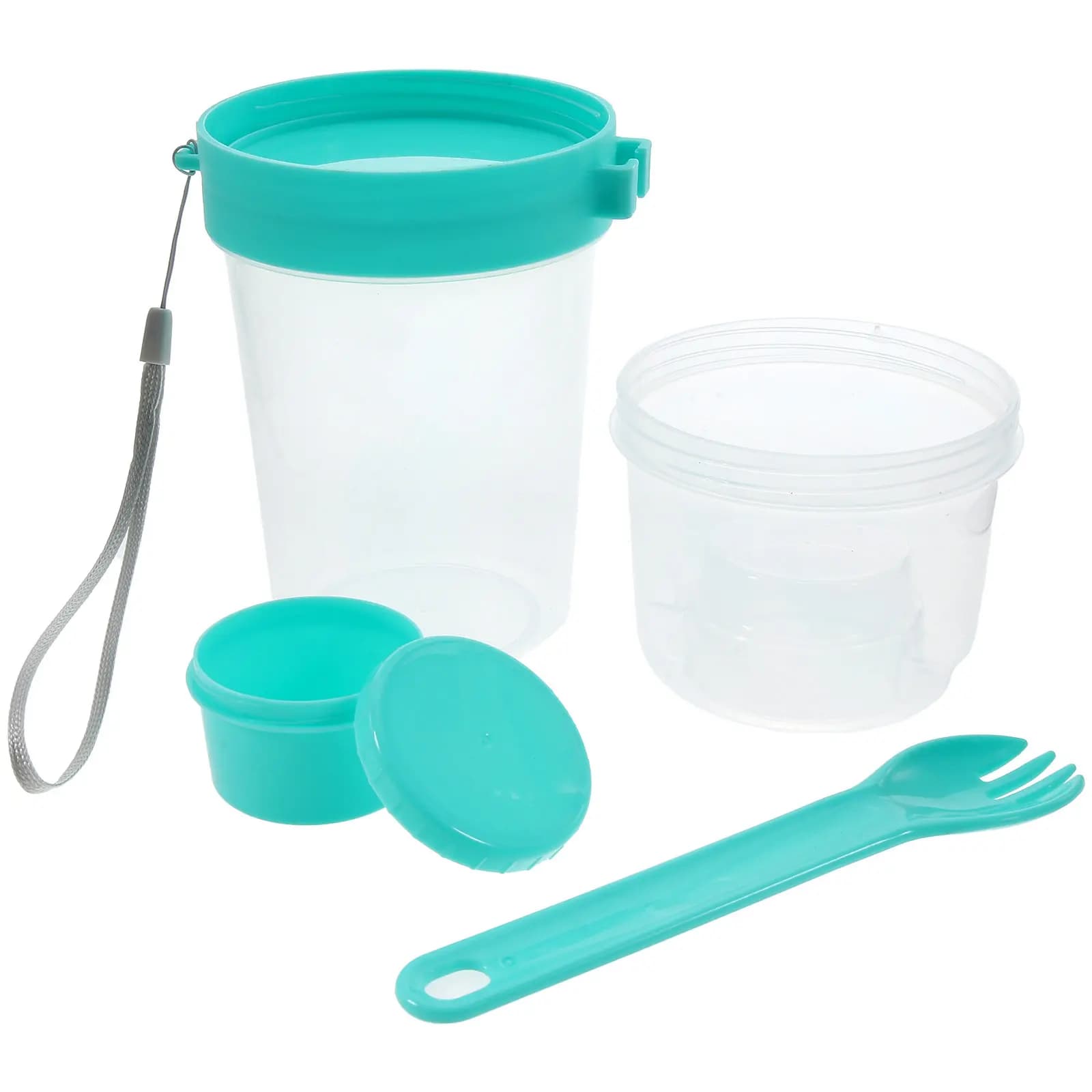 Set Contenitore per Overnight Oats, Tazza Portatile per Insalata a Doppio Strato, Barattolo Ermetico con Cucchiaio per Colazione, Preparazione Pasti, Cereali, Yogurt