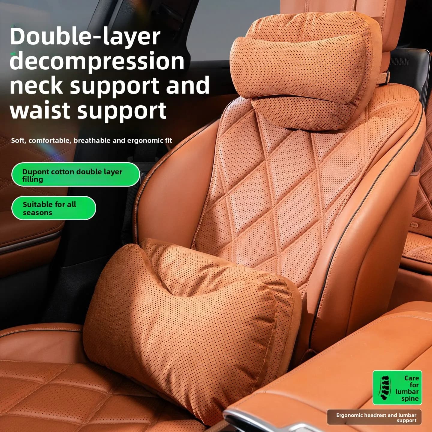 High Quality Universal SUV Car Headrest Cushion Car Seat Neck Pillow High-grade Leather Breathable Lumbar Support Pillow JJ171